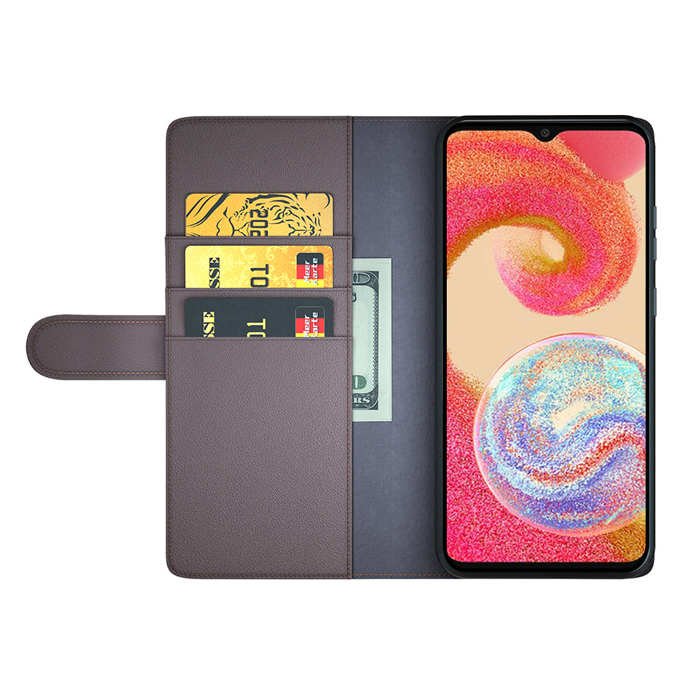 For Samsung Galaxy A04e 4G / F04 4G / M04 4G Cell Phone Case Genuine Split Leather Folio Stand Wallet Flip Protective Cover For Samsung Galaxy A04e 4G / F04 4G / M04 4G Cell Phone Case Genuine Split Leather Folio Stand Wallet Flip Protective Cover